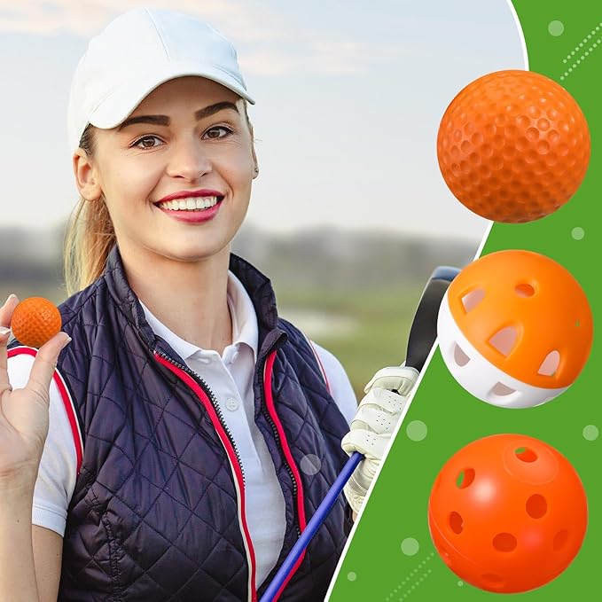 30 Pack Practice Golf Balls 42mm Rubber EVA Plastic Golf Training Ball High Visibility for Easy Tracking, Limited Flight, Hollow Airflow for Home Backyard Indoor or Outdoor