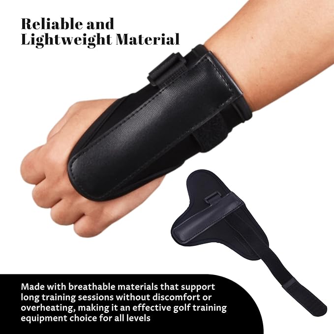 Golf Wrist Brace, Black Golf Swing Training Aid with Adjustable Straps, to Correct Wrist's Angle & Develop Muscle Memory for Beginner Golfers