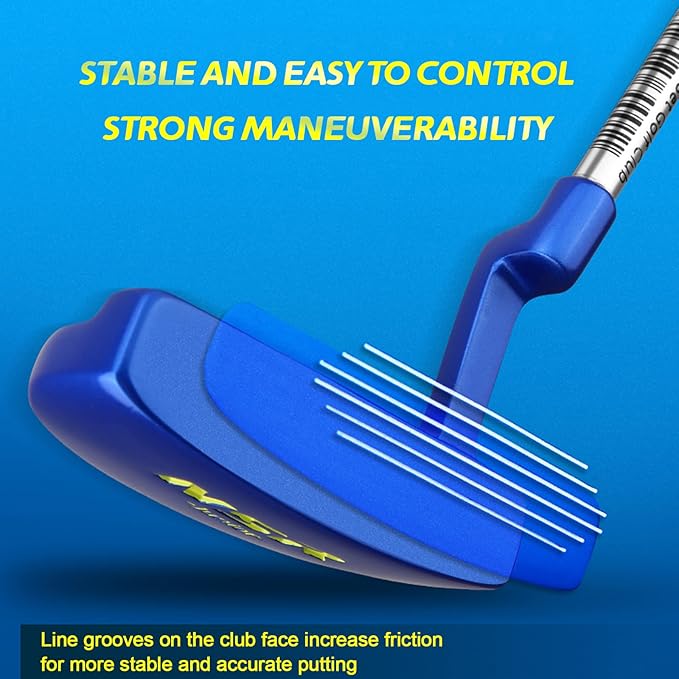PGM Golf Club Set - 9 Pieces Junior Complete Golf Club Set for Kids Children - Right Handed - Driver(#1), Hybrid, Iron(#7,#9,#S), Putter, Golf Stand Bag