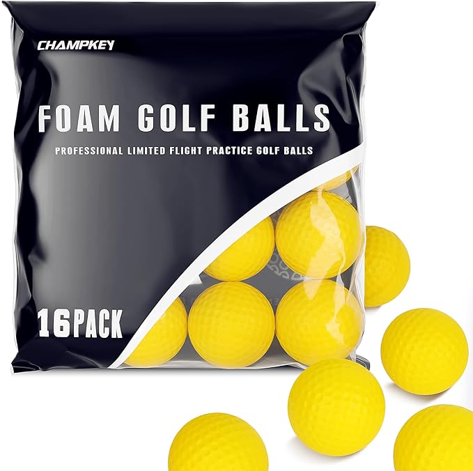 CHAMPKEY Practice Foam Golf Balls - 16 or 32 Pack | Limited Flight, True Spin and Feel Training Balls