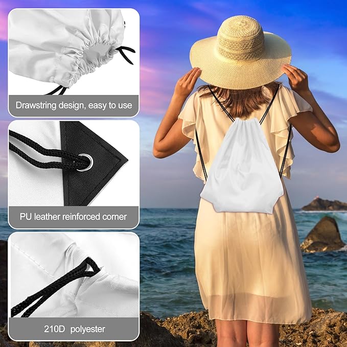 KUUQA 12 Pcs Drawstring Backpack Bags Bulk White Drawstring Bag Foldable Gym Bag Sports Cinch Sack String Backpack Storage Bags for Women Men Shopping Gym Travel Sports
