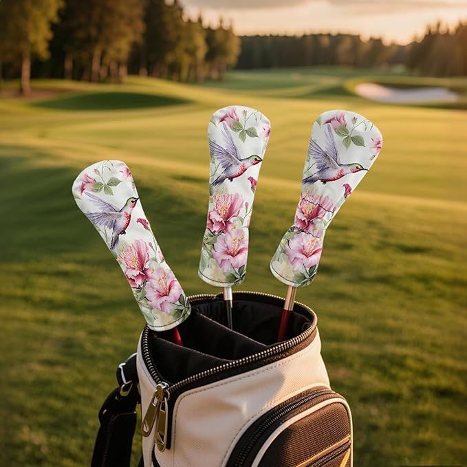 Golf Club Head Covers for Club Protective, Waterproof PU Leather Driver Fairway Wood Hybrid Head Cover