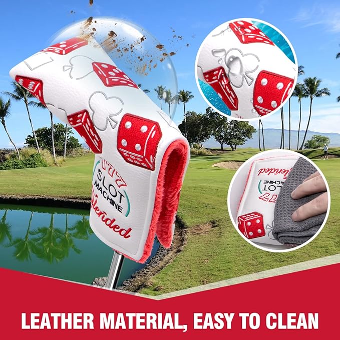 Golf Club Covers Lucky 777 Blade Putter Headcover Golf Driver Covers Fairway Wood Headcover Hybrid Head Cover Blade Putter Cover Leather 3 Wood Headcovers Golf Headcovers for All Brand