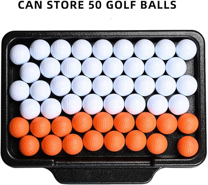 Golf Ball Tray - 50 Ball Capacity Storage Organizer, Golf Container, Women Men Sports Fan Indoor Outdoor Backyard Driving Range Course Practice Accessory, Durable Caddy