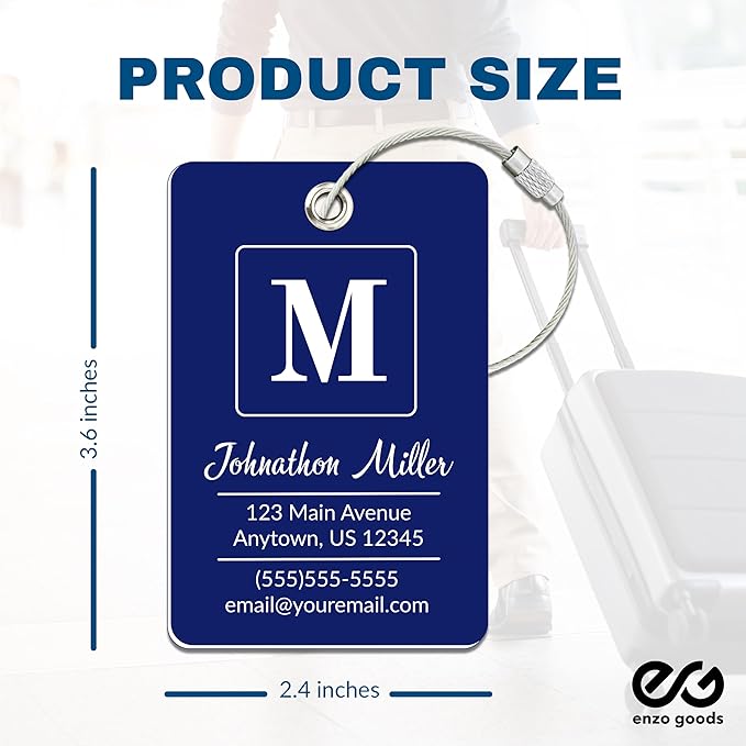 Personalized Luggage Tag | Custom Luggage Tags for Suitcases | Kids Backpack Tag | 10 Color Options & Choose Font, Font Color