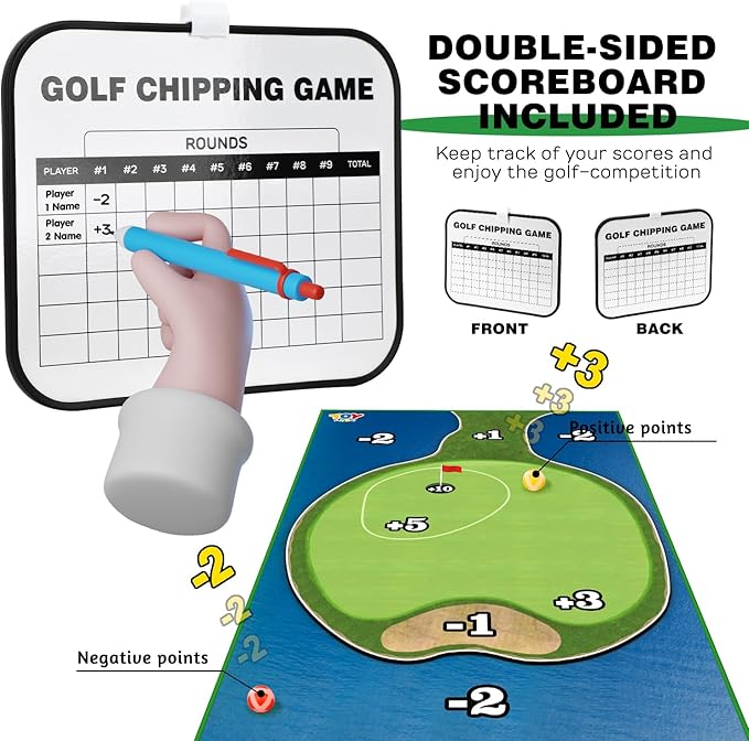 TOY Life Golf Chipping Game Set –Golf Sticky Battle Mat with 20 Sticky Balls & Hitting Mat, Fun Backyard Chip Game for Adults & Kids, Indoor/Outdoor Play