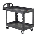 Rubbermaid Commercial Products 2-Shelf Utility/Service Cart, Small, Lipped Shelves, Ergonomic Handle, 500 lbs. Capacity, for Warehouse/Garage/Cleaning/Manufacturing
