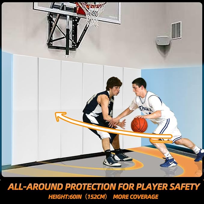 PROGOAL Gym Wall Paddings Basketball Court Wall Protection Pad - 2”Thick Foam Wall Mat Durable Protector for Wall-Mounted Basketball Hoops Garage Taekwondo（60" Lx20 W）
