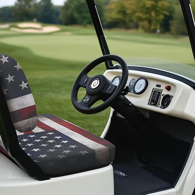 Golf Cart Seat Covers, Universal Fit & Nonskid Bottom Fits for Club Car 2 Person Seats Golf Carts