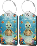TSA Approved Luggage Tags for Suitcases Sea Turtles 2 Pack Funny Leather Carnival Cruise Airport Cute Travel Name Tags Golf Bag tag Ships Essentials Privacy Cover ID Label for Women Men