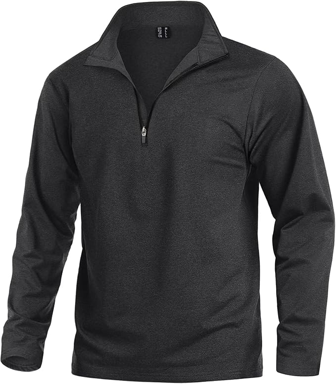 KEFITEVD Men's Quarter Zip Pullover Fleece Lined Long Sleeve Golf Shirt 1/4 Zip Sweatshirts Thermal Winter Sweaters