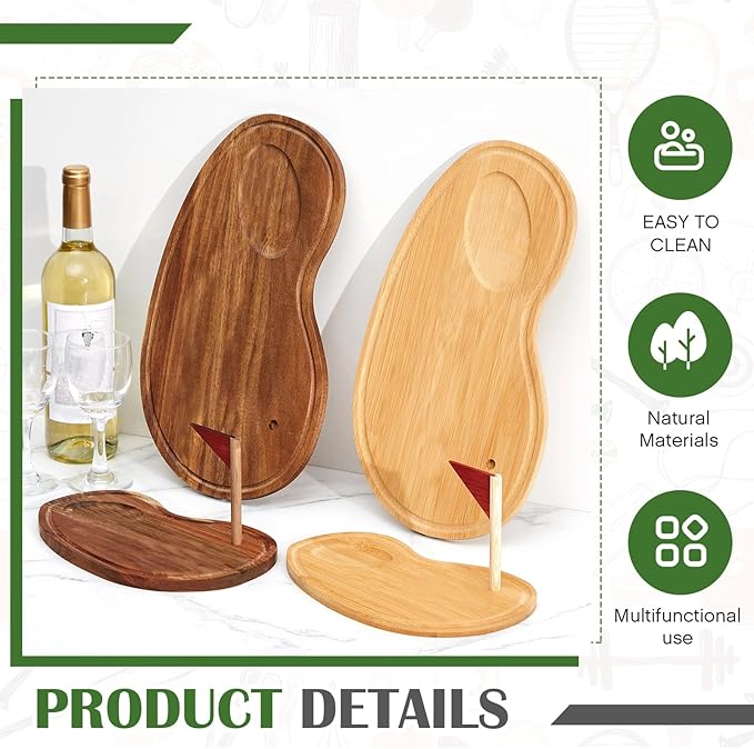 Golf Cheese Board Gift Set Golf Party Favor Prizes Charcuterie Wood Board with Knives and Box Father Day Gift for Dad Grandpa Party Tournament Game(Bamboo Color,15 x 8.3 x 0.47 ")