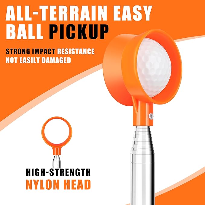 Golf Ball Retriever Telescopic, with Golf Ball Grabber for End of Putter, 9Ft/9.01Ft/12Ft/16.3Ft/20Ft Stainless Steel Golf Ball Retriever for Water