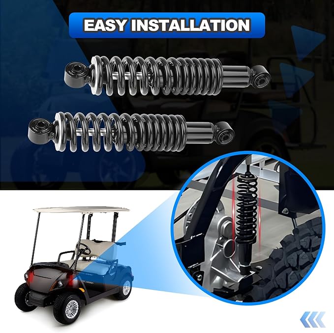 Front Golf Cart Shock Absorbers Heavy Duty with Springs Compatible with 2007-2016 Yamaha Drive G29 Gas & Electric Golf Carts Passenger and Driver Side Replace# JW2-F3390-00-00 JW2-F3350-00（BLACK）
