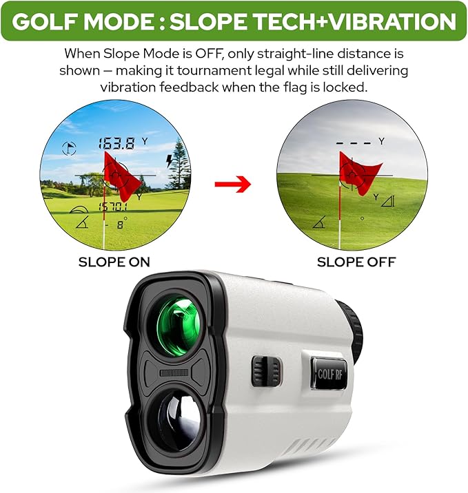 Golf Rangefinder with Slope, 1200 Yards Laser Range Finder with High-Precision Flag Pole Locking Vibration, 7X Magnification, Rechargeable Battery