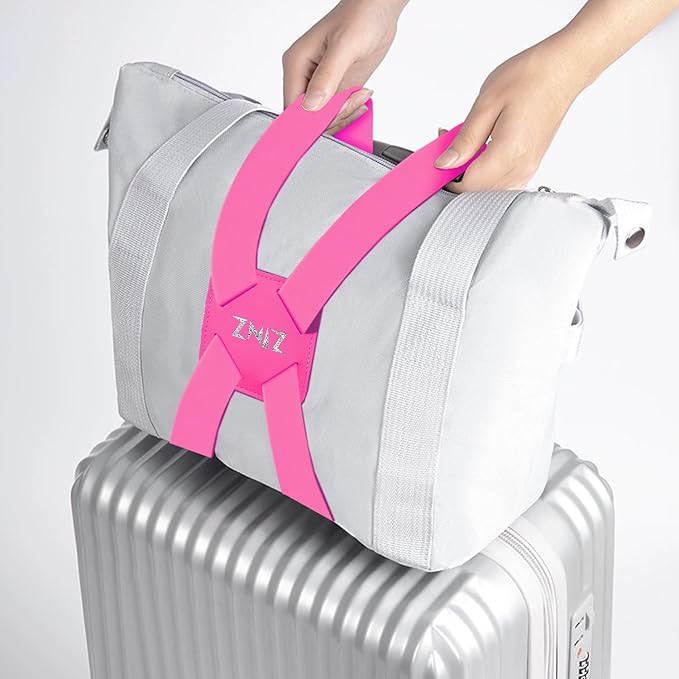 ZINZ Luggage Strap, High Elastic Suitcase Belt Adjustable Bag Bungees for Easier Travel，Pink