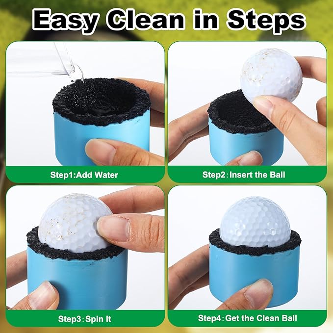 Zhehao 3 Pack Magnetic Golf Ball Washer 3D Printed Golf Ball Cleaner Portable Sport Cleaning Tools Magnetic Back Easy Mount on Club, Trolley and Cart for Course, 2.1"