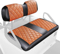 Golf Cart Diamond Seat Covers Kit Suitable for EZGO TXT Standard Front Seat Cushion, Golf Cart Front Seat Covers Kit No Drilling & Waterproof (Brown PVC Leather & Black Stitching)