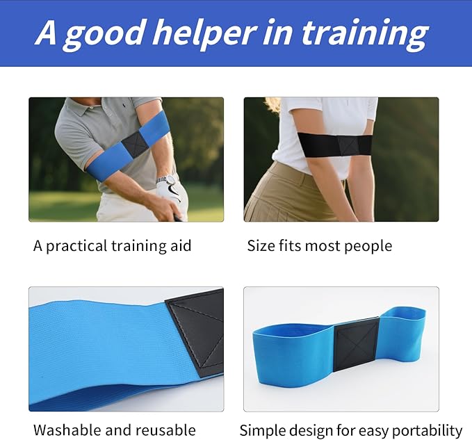 8 Pack Golf Swing Arm Bands, 4 Color Elastic Swing Correcting Trainer Bands, Golf Swing Training Aid for Golfers Beginners