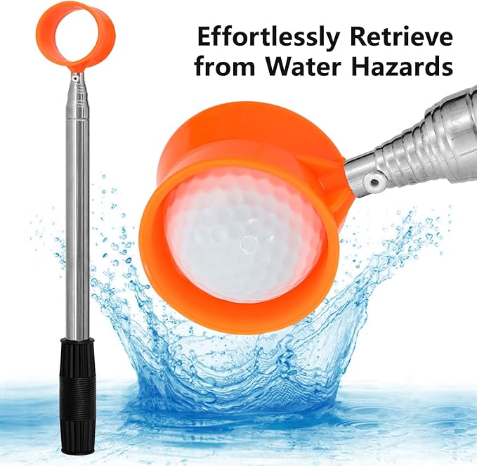 Telescopic Golf Ball Retriever (9/12ft) | Picker Upper Tool | Premium Stainless Steel & Double-Sided Head