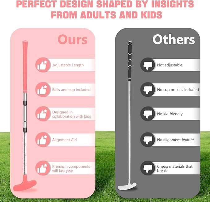 Golf Putter, Golf Clubs for Men & Women, Mini Putter, Club Golf Set, Bucket Golf Game, Two-Way Putters Includes Ball, Cup with Flag