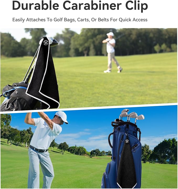 Magnetic Golf Towel with Clip and Cleaning Pocket -Premium Ultra Absorbent and sandfree Waffle Weave Microfiber Towel-Golf Accessories for Golf Bags, Carts or Clubs 16"*16“