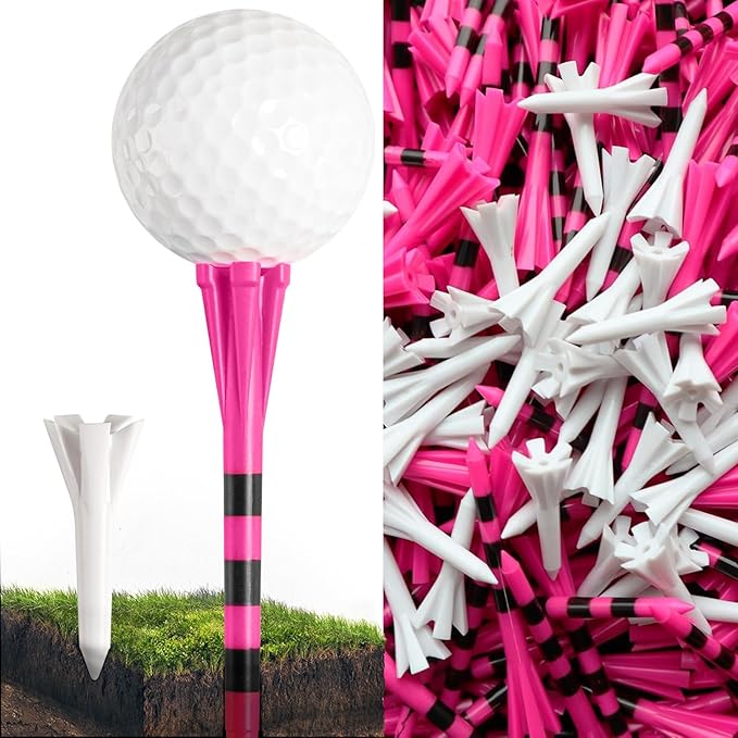FINGER TEN Unbreakable Golf Tees Plastic 80 3 1/4" or 2 3/4" Driver Tees with 20 1 1/2" Iron Tees Assorted Pack, Low Resistance & Consistent Height Long Short Tees with Bright Colors