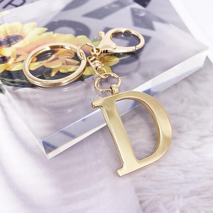 LAXPICOL Gold Letter A-Z Keychain for Women Bag Charms Purse Charms For Handbags Metal Alphabet Initial Letter Keychain
