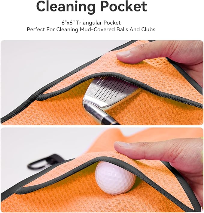 Magnetic Golf Towel with Clip and Cleaning Pocket -Ideal for Male Golfers, perftct Gifts for Men-Magnetic Golf to Golf Accessories for Bags, Carts or Clubs 24"*16"