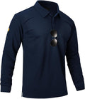 Men's Long Sleeve Polo Shirts 3 Button Down with Pocket Classic Golf Breathable Solid Color Designed Collared Casual Tee