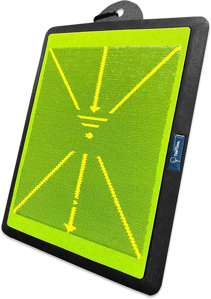 TeeTime Golf Practice Mat - Patent Pending - Instant Swing Path Feedback - Indoor-Outdoor with Carry Clip