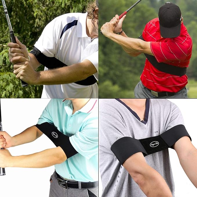 Amy Sport Golf Swing Training Aid Wrist Hinge Adjustable Arm Band with Hanger Smartball Connection Band for Correction, Men Women Ball Between Arms Practice Tool