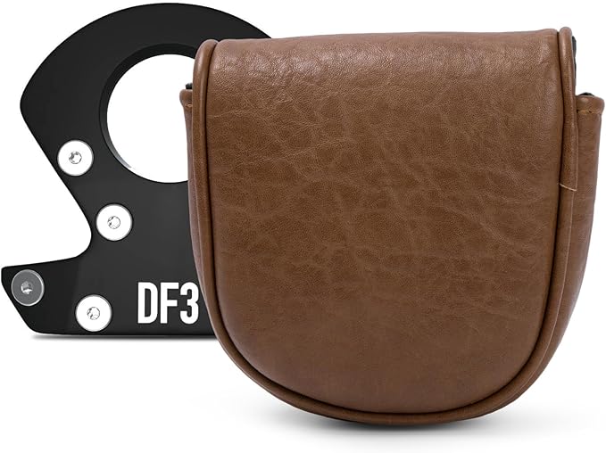 Golf Putter Covers Mallet Putter Headcover for Golf DF3 Putter, Brown Putter Cover Magnetic Closure Premium Leather Mallet Putter Covers for 2 Ball Putter