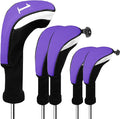 FINGER TEN Golf Club Head Covers Woods Driver Fairway Hybrid 3/4/5 Set, Headcovers Men 1 3 5 7 X Interchangeable Number Tag, Fit All Wood Clubs