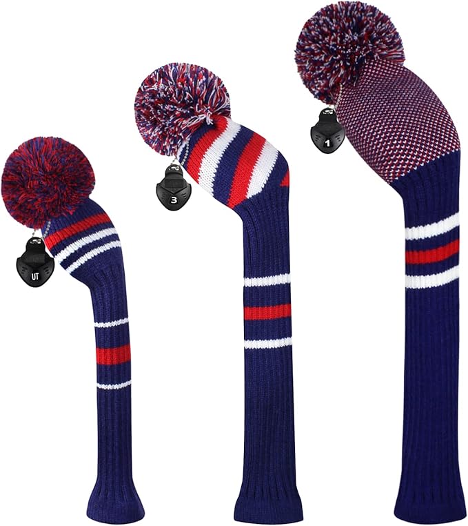 Scott Edward Knit Golf Head Covers for Woods Set of 3 Fits Well Driver(460cc) Fairway Wood and Hybrid(UT) The Perfect Change for Golf Bag