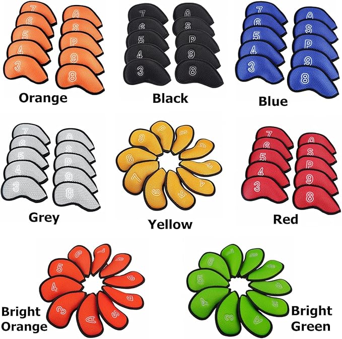 10Pcs/Pack New Meshy Golf Iron Covers Set Golf Club Head Cover Fit Most Irons