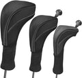 3pcs Nylon Golf Head Covers with Interchangeable Tags, Elastic Self-Fixing Closure, Durable Golf Accessories for Fairway & Driver Clubs