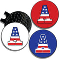 Wolf Golf Towels Golf Ball Marker Hat Clip | USA Monogram | 1 Magnetic Clip + 3 Ball Markers | Patriotic Golf Accessories for Men & Women
