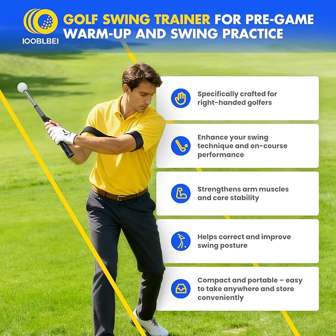 Retractable Golf Swing Trainer, Golf Training Aid & Golf Grip Trainer for Right-Handed Golfer, Strength & Tempo Stick Training, Golf Accessories for Beginners Chipping Hitting Practice