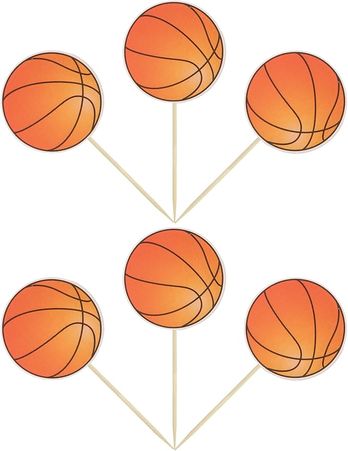 36Pcs Basketball Cupcake Toppers Star Sports Ball Cupcake Picks Decorations for Basketball Sports Players Theme Baby Shower Birthday Party Cake Decorations Supplies