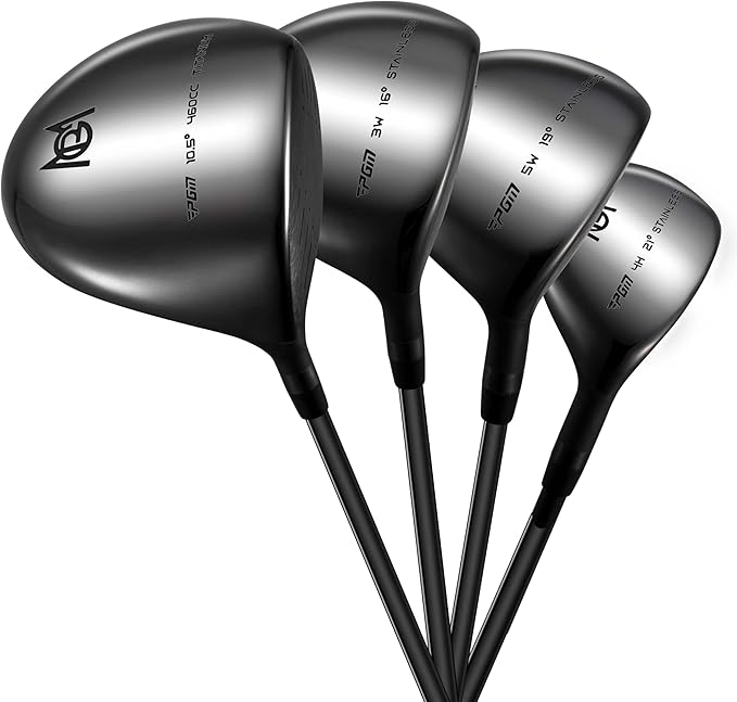 PGM 19 Piece Men's Complete Golf Club Sets - Ultra-Thin Face Titanium Driver (0.85+ COR), High COR Fairway Woods, Forged Irons, Precision CNC Milled Putter, with Stand Bag - Right Handed