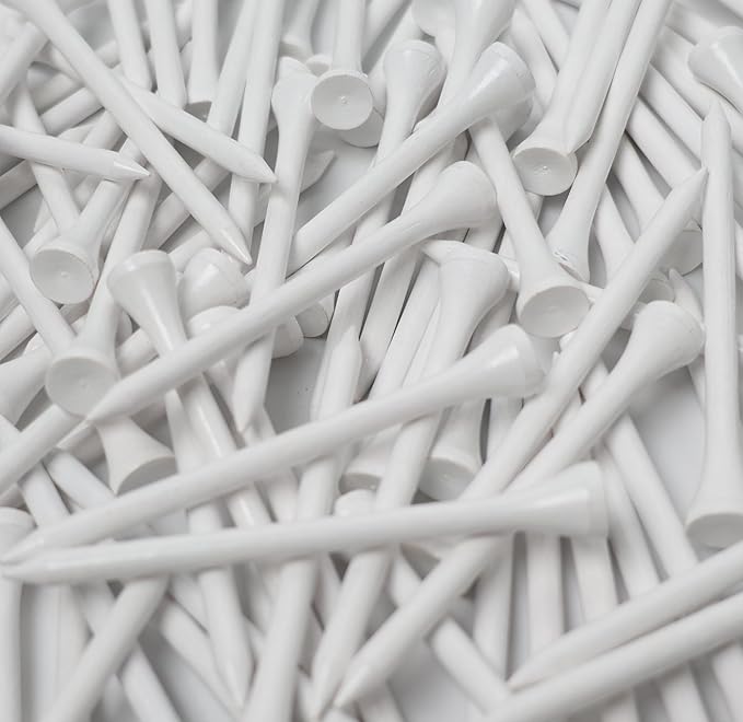 3-¼ inch Pro Wood Golf Tees | 100 Count | Resealable Bag | Natural Sustainable Bamboo Material | Tall White Wooden Tees | Perfect for Every Tee Shot