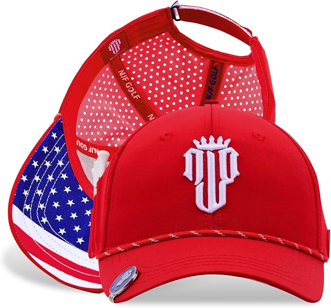 NJF Golf™ Hat Men - Breathable Mens Golf Hats, Adjustable Rope Snapback Cap, Convenient Cap with Tee Holder