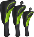 FINGER TEN Golf Club Head Covers for Woods Driver Fairway Hybrid Value 3/5 Pack, Long Headcover Interchangeable Accessories for Ultimate Club Protection