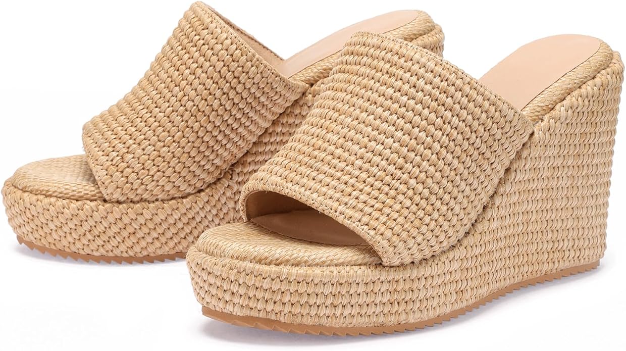 VICKI·VICKI Wedges for Women Platform Sandals Wedge Heels for Sandals Comfortable Summer Espadrille Shoes Ankle Strap&Open Toe
