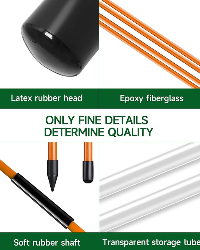 CAITON Golf Alignment Sticks 2 Sets - 48inch Alignment Practice Rods, Foldable for Easy Portability, Golf Training Aids to Improve Golf Swing, Putting Posture, with Storage Tube