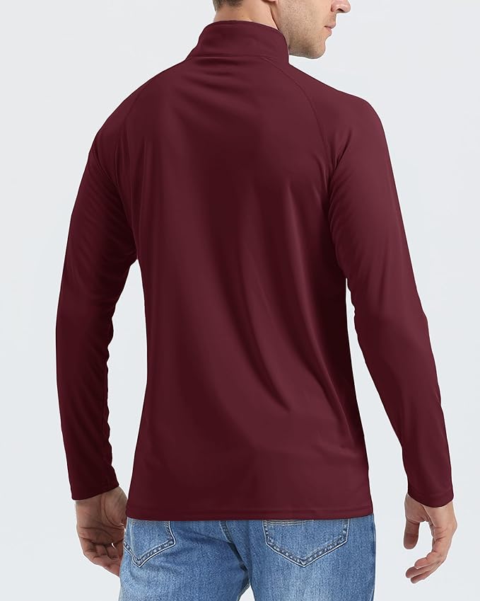 Boladeci Men's UPF 50+ Sun Shirts 1/4 Zip Long Sleeve SPF UV Protection Lightweight Quick Dry Quarter Zip Golf Shirts