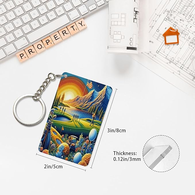 Keychain - Rectangular Acrylic Keychain Daily Key Ring Car Key Fob Holder 2X3 Inch