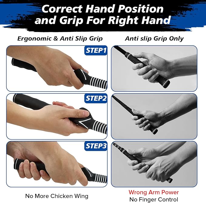 Telescopic Club, Retractable Golf Swing Training Aid with Golf Grip Trainer,Practice Golf Stick & Golf Swing Trainer for Warm-up/Indoor Practice/Strength & Tempo Training