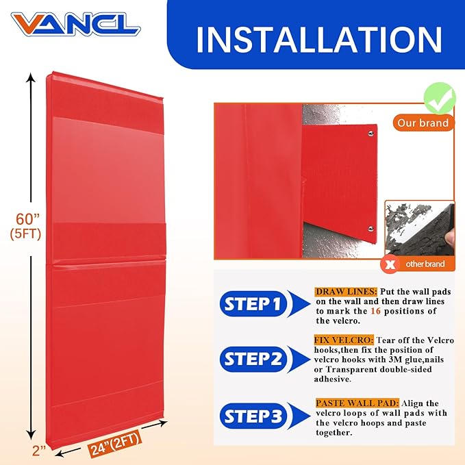 Gym Padding Wall Pads for Gym Wall Mats Basketball Wall Padding 2" Thick Foam Gym Wall Pad for Kids Wall Pad Protection, Waterproof Durable Wall Pads for Safety Colorful Wall Pad